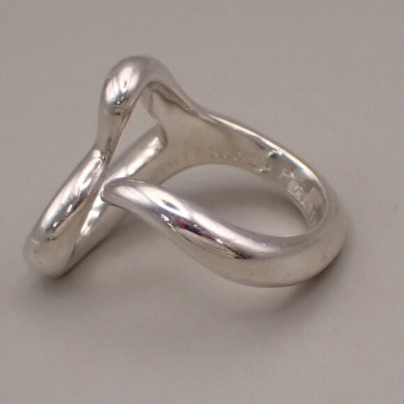 Tiffany & Co. Logo Open Heart Ring US #6 Silver 925 Elsa Peretti 09YH738 - Picture 8 of 9